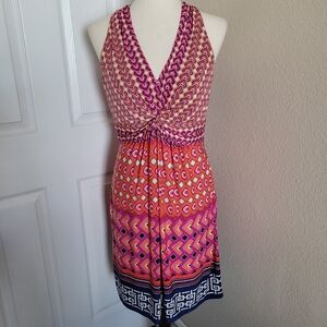Shelli Segal Laundry Size 6 Retro Halter Vibrant Midi Dress